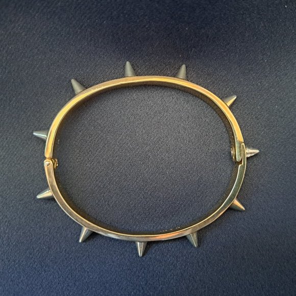 Tom Binns Spike Collar Infinity Bracelet.  Gold band, silver spikes. - Picture 4 of 8